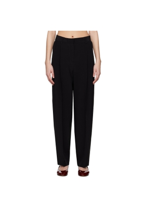 TOTEME Black Double-Pleat Straight Trousers
