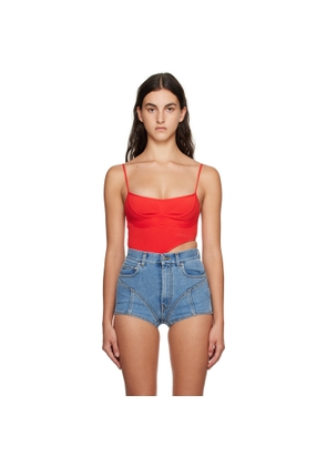 Mugler Red Cutout Bodysuit