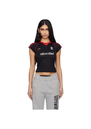 VETEMENTS Black & Red Alphabet Football Jersey T-shirt