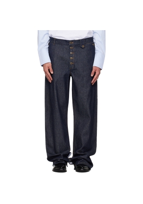 EGONlab Navy Contrasted Hem Jeans