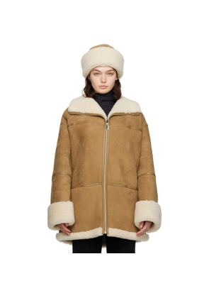 TOTEME Tan & Off-White Signature Shearling Jacket