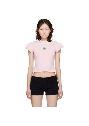 VETEMENTS Pink Biker Cross Logo Front Sleeve T-shirt