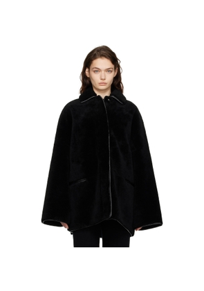 TOTEME Black Teddy Overshirt Shearling Jacket