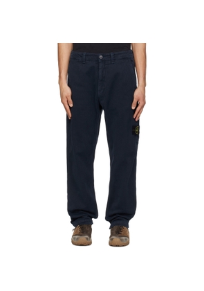 Stone Island Navy 3100037 Stretch Organic Cotton 'Old' Effect Trousers