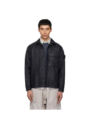 Stone Island Black 1200003 Organic-Look Nylon Panama-TC Overshirt
