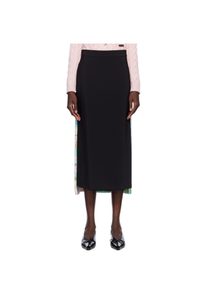 Moschino Blue & Black Crêpe & Satin Midi Skirt