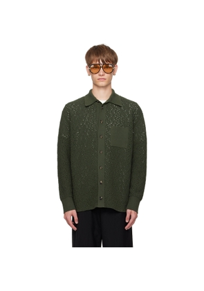 Bottega Veneta Green Cotton Crochet Cardigan