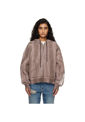 AMIRI Brown Bones Studded Zip Hoodie