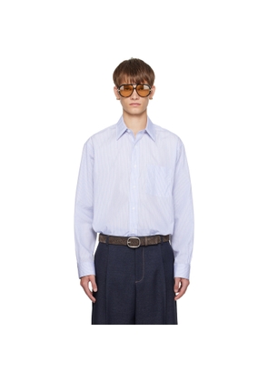 Bottega Veneta Blue Stripe Cotton Poplin Shirt