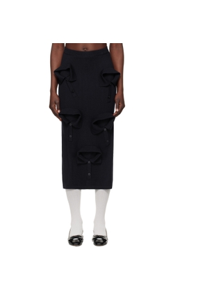 Moschino Navy Multi Collars Knitted Midi Skirt