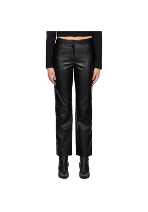 Juun.J Black Darted Faux-Leather Trousers