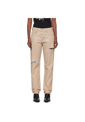 AMIRI Beige Straight Ripped Jeans