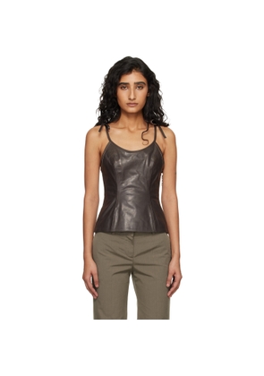 OUR LEGACY Brown String Leather Tank Top