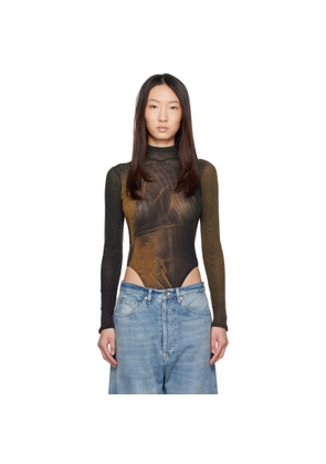 Jean Paul Gaultier SSENSE Exclusive Green High Neck Printed Acid Water Bodysuit