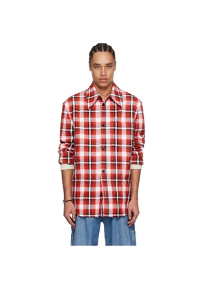 Bottega Veneta Red & White Structured Cotton Check Jacket