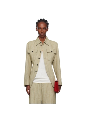 Bottega Veneta Khaki Viscose Silk Shirt Jacket