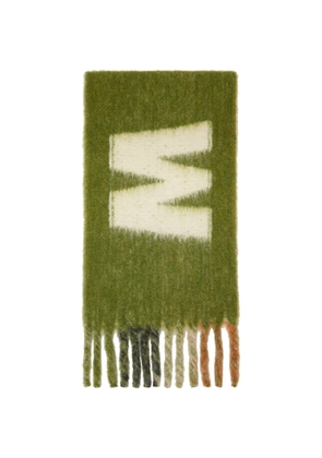 Marni Green Striped Logo Scarf