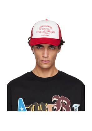AMIRI Red & White 'AMIRI' Eagle Trucker Cap