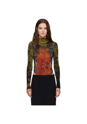 Jean Paul Gaultier Khaki & Orange 'The Médaillon' Open Back Bodysuit