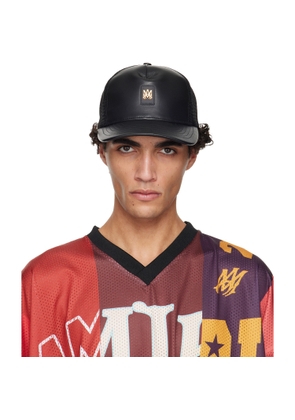 AMIRI Black MA Patch Leather Trucker Cap
