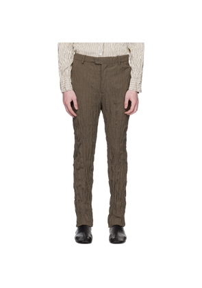 Bottega Veneta Brown Crushed Wool Slim Trousers