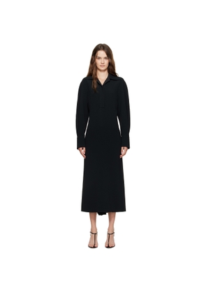 Victoria Beckham Black Long Sleeve Polo Midi Dress