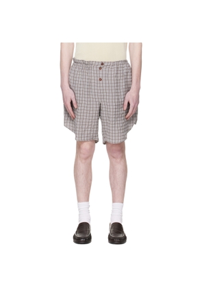 Hed Mayner Gray & Brown Checked Shorts