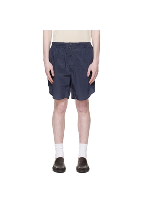 Hed Mayner Navy Curved Shorts