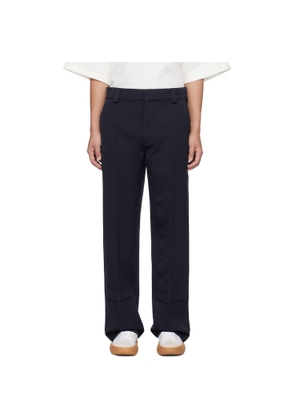 Bottega Veneta Navy Wool Grain De Poudre Trousers