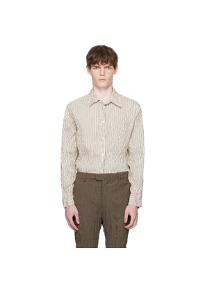 Bottega Veneta Beige & White Crushed Tech Shirt