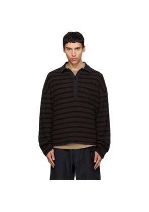 Song for the Mute Brown Piano Knit L/S Polo