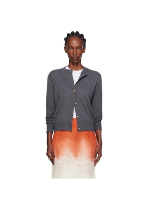 Bottega Veneta Gray Wool Rib Cardigan