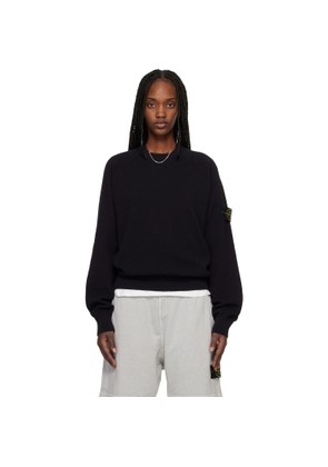 Stone Island Navy 5100020 Light Raw Hand Organic Cotton Sweater