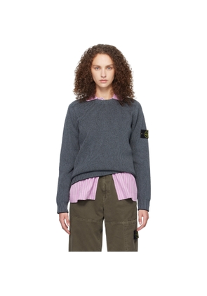 Stone Island Gray 5100033 Plated Rib Cotton Bouclé Sweater