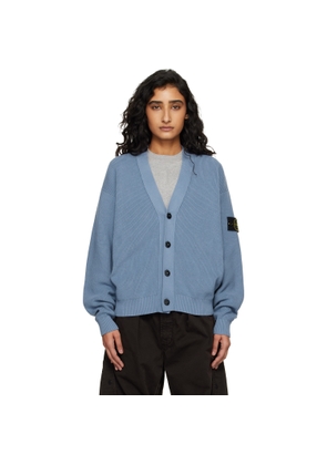 Stone Island Blue 5100009 Ribbed Soft Organic Cotton Cardigan