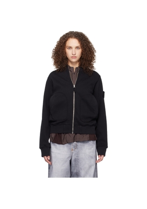 Stone Island Black 6100014 Mesh Stitch Organic Fleece Track Jacket