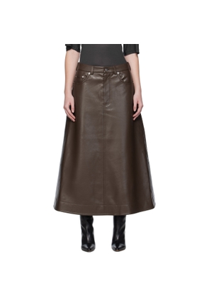 Nanushka Brown Cintia Regenerated Leather Maxi Skirt