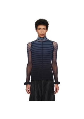 Jean Paul Gaultier Black & Blue 'The 3D Striped' Top