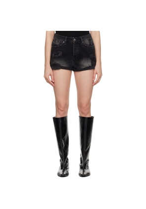 Ksubi Black Rollin Out Trashed Denim Shorts