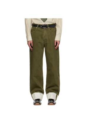 Bottega Veneta Khaki Colored Turned Up Jeans