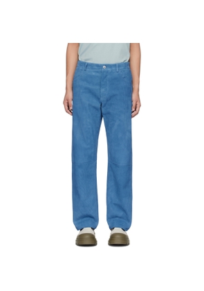 Bottega Veneta Blue Embossed Corduroy Suede Trousers