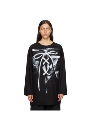 We11done Black Raw Edge Long Sleeve T-Shirt