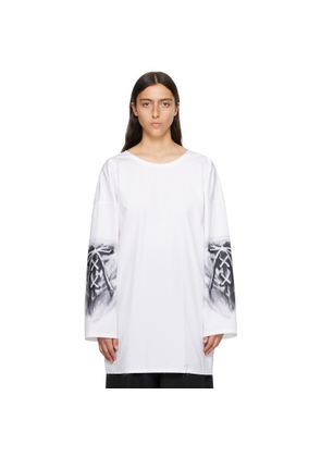 We11done White Raw Edge Long Sleeve T-Shirt