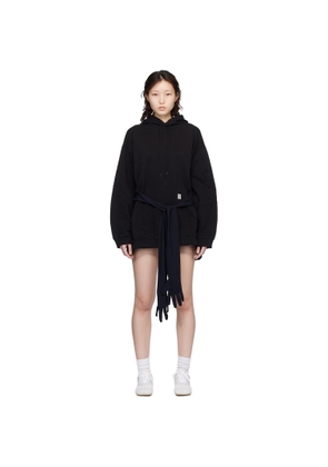 MM6 Maison Margiela Black Hooded Glove Sweatshirt Minidress