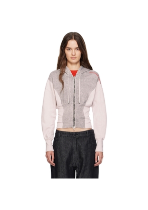 Eckhaus Latta White & Gray Snatched Hoodie