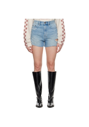 Ksubi Blue Rise N Hi Kut Out Surge Denim Shorts