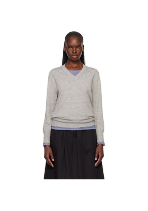 Nothing Written Gray Marine V-Neck Pullover Sweater