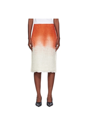 Bottega Veneta Orange & White Over Dye Knit Midi Skirt