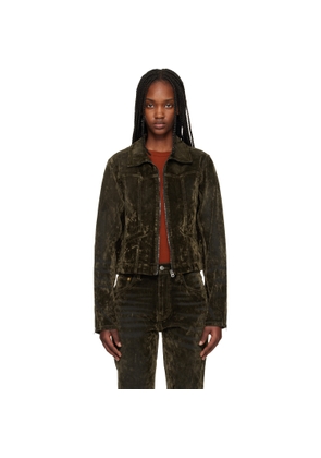 Re/Done Green Slim Zip Denim Jacket