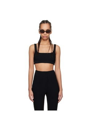 Nanushka Black Anouk Seersucker Bralette Top